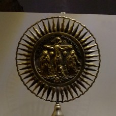 Crucifix inside a solar disc, cross and sun symbol